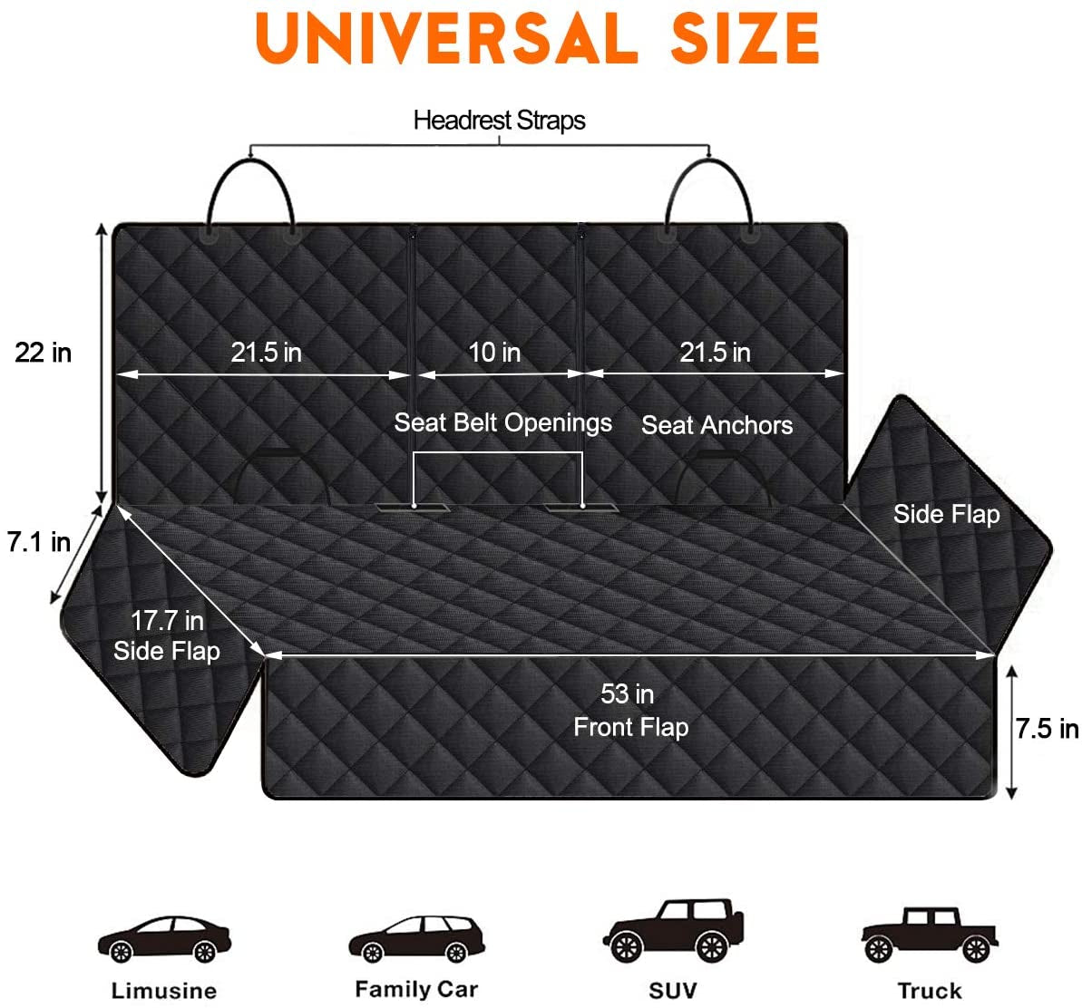 Dog Car Seat Cover, Back Seat Cover for Dogs Pet Car Seat Black