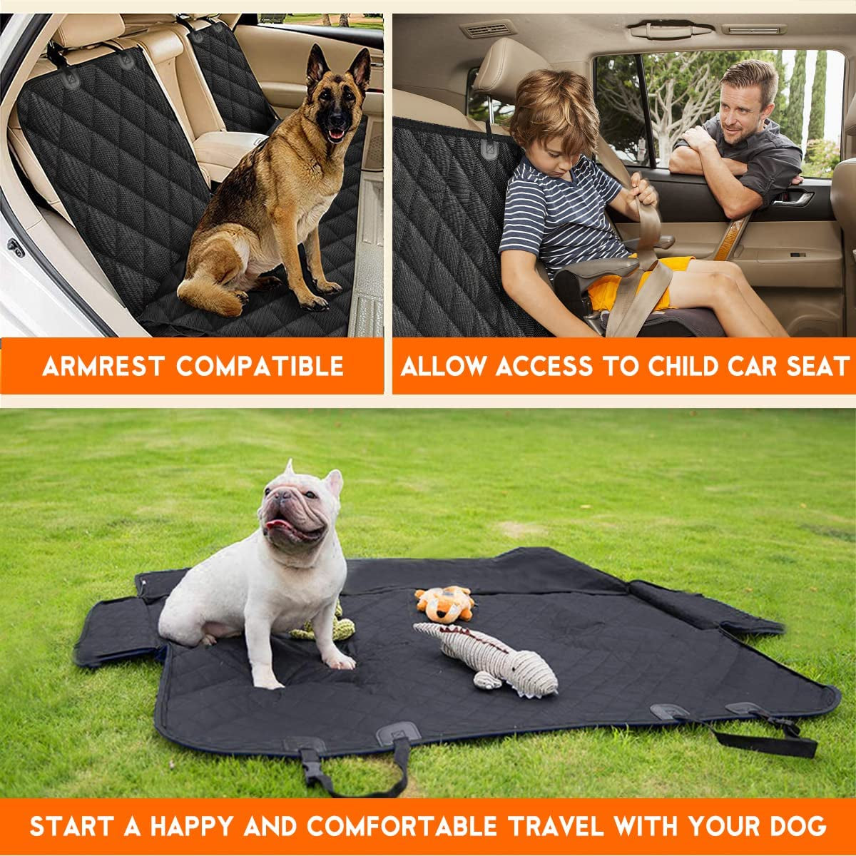 Dog Car Seat Cover, Back Seat Cover for Dogs Pet Car Seat Black
