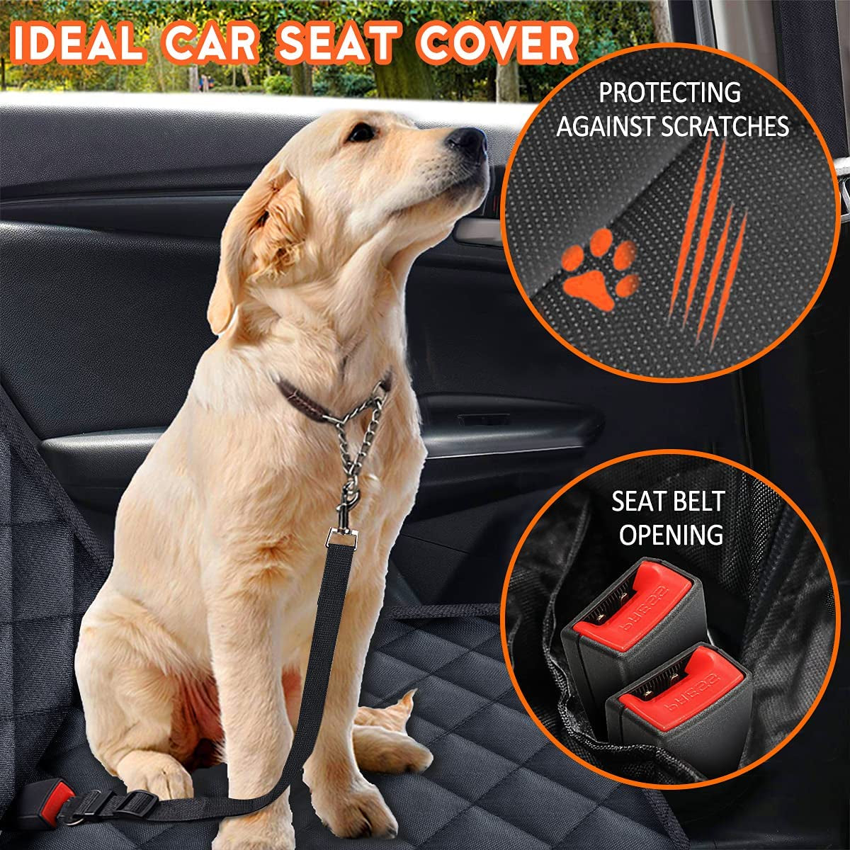 Dog Car Seat Cover, Back Seat Cover for Dogs Pet Car Seat Black