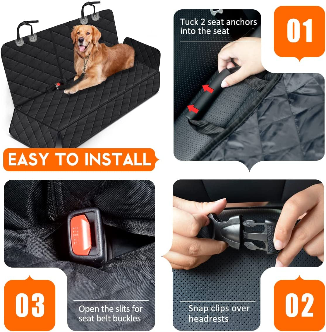 Dog Car Seat Cover, Back Seat Cover for Dogs Pet Car Seat Black
