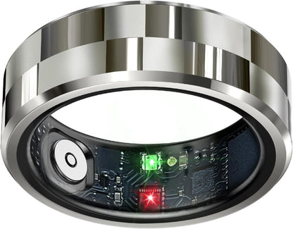Smart Health Tracking Ring with Sleep Monitoring, Heart Rate Measurement, Waterproof Design, Activity Tracking, Air Gesture Control, 7-Day Battery Life, Compatible with iOS and Android (Stylish Silver #8)