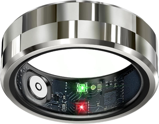 Smart Health Tracking Ring with Sleep Monitoring, Heart Rate Measurement, Waterproof Design, Activity Tracking, Air Gesture Control, 7-Day Battery Life, Compatible with iOS and Android (Stylish Silver #8)
